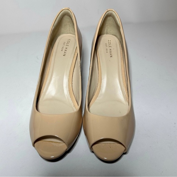 Cole Haan Grand Os Womens Sadie Open Toe Nude Patent Wedge Heels Size 7.5 - Picture 6 of 8